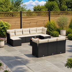 Specifications for 11-Piece Black Poly Rattan Garden Sofa Set