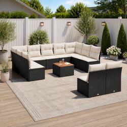 12-Piece Garden Sofa Set with Acacia Wood Tabletop
