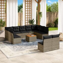 Durable Grey Garden Sofa Set - 12 Pieces with Cushions