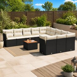 Specifications of 12 Piece Black Poly Rattan Sofa Set