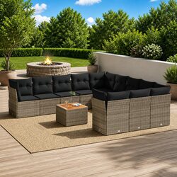 12-Piece Modular Sofa Set with Acacia Wood Table Top