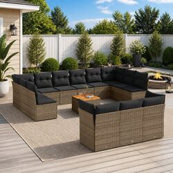 Durable 14 Piece Modular Rattan Garden Sofa Set