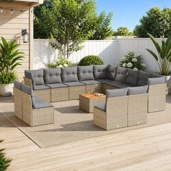 Garden Sofa Set 14 Piece Outdoor Furniture Patio Beige with Cushions Modular