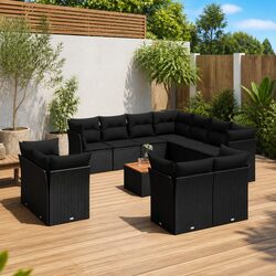 12 Piece Black Rattan Garden Sofa Set Specifications