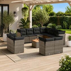 Specifications of 12 Piece Garden Sofa Set - Grey Poly Rattan