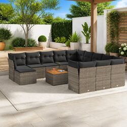 Specifications for 13-Piece Grey Poly Rattan Sofa Set