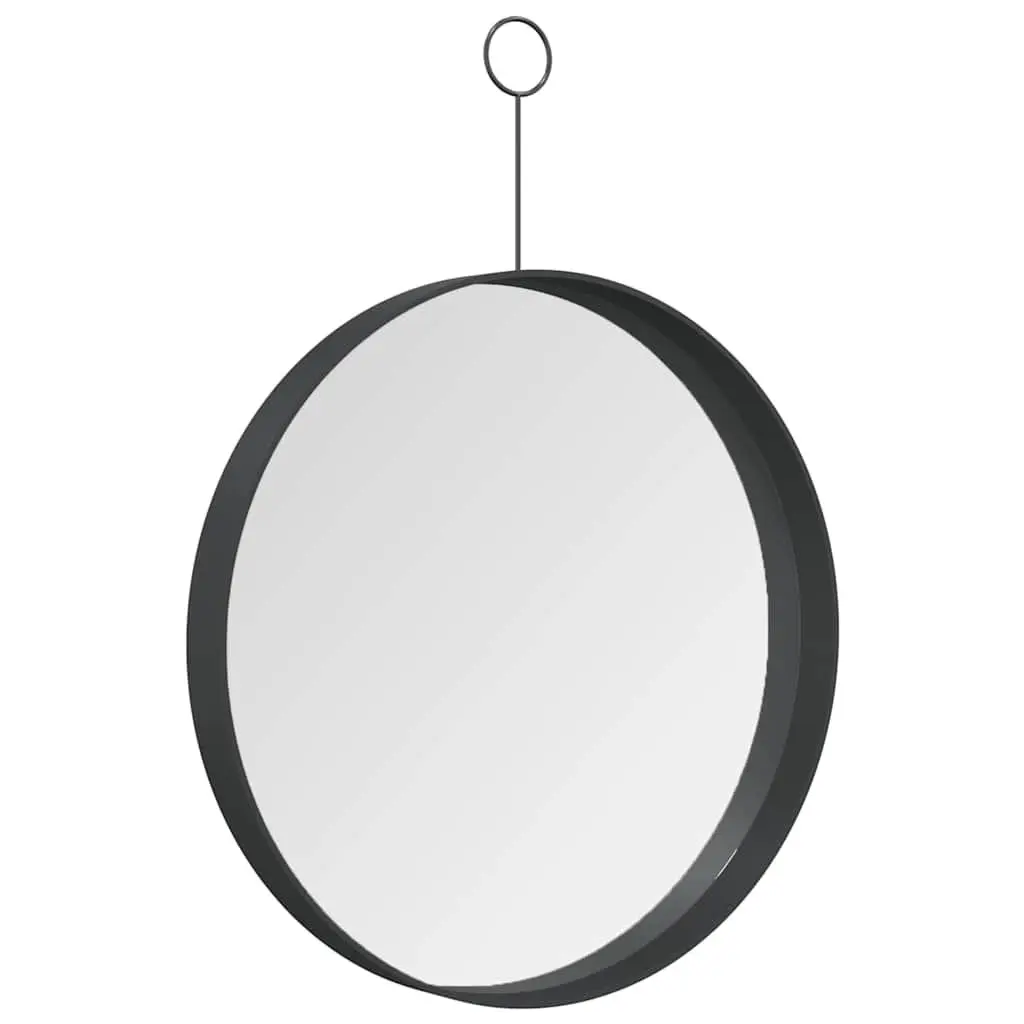 Black Round Hanging Wall Mirror 30 cm