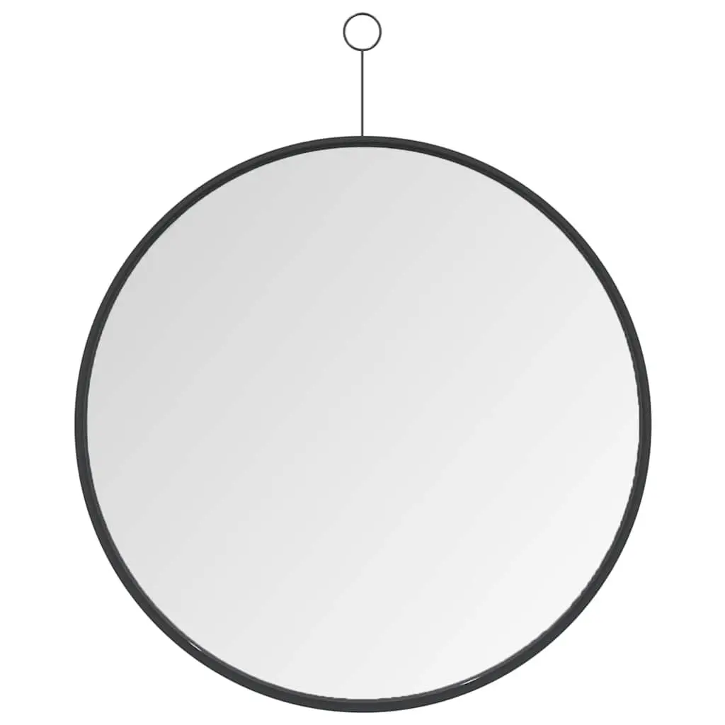 Hanging Wall Mirror Home Use Black Round 50cm Diameter