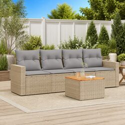 5 Piece Modular Garden Sofa Set with Beige Cushions
