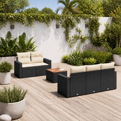 Black Garden Sofa Set - 6 Piece Modular Patio Furniture