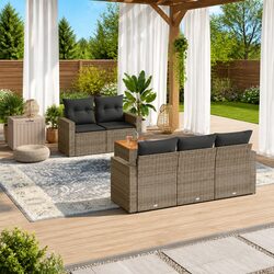 6-Piece Garden Sofa Set: Modular, Weather-Resistant, Grey