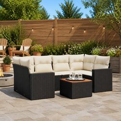 Specifications of 7 Piece Outdoor Sofa Set in Black
