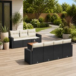 Garden Sofa Set 8 Piece Outdoor Furniture Patio Seating with Cushions Black