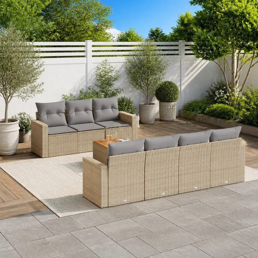 8-Piece Beige Modular Garden Sofa Set