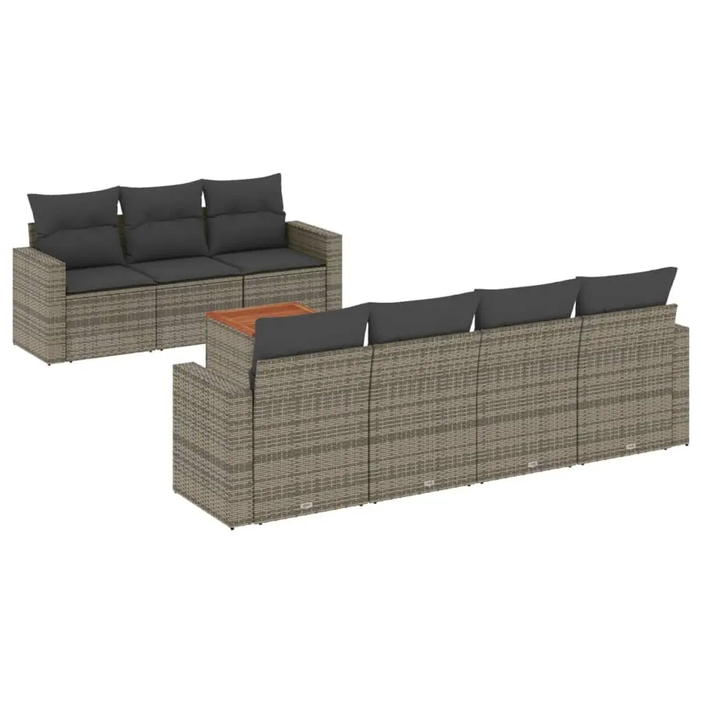 8-Piece Grey Poly Rattan Sofa Set