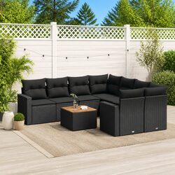 Specifications for 9-Piece Outdoor Sofa Set in Black
