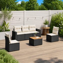 Specifications of 6-Piece Outdoor Sofa Set with Black Rattan