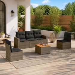 Grey Modular Garden Sofa Set - 6 Pieces of Comfort