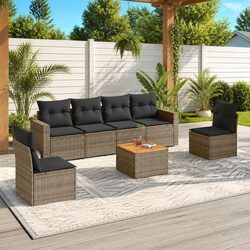 Garden Sofa Set 7-Piece Outdoor Furniture Grey