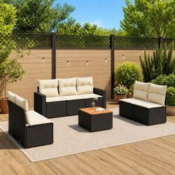 8-Piece Modular Garden Sofa Set with Acacia Wood Table