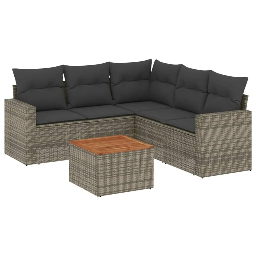 Garden Sofa Set 6 Piece Outdoor Furniture Grey Modular Patio with Cushions