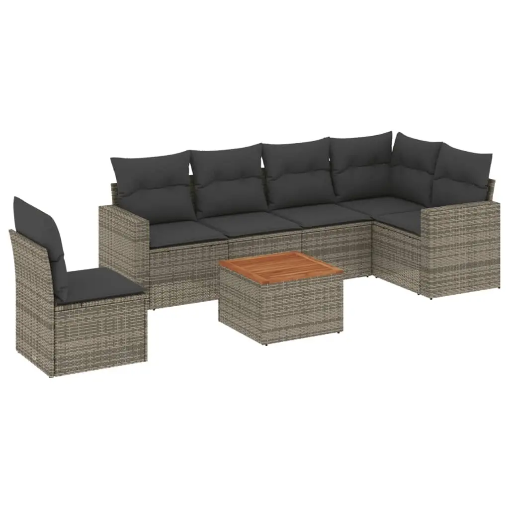 7 Piece Grey Rattan Outdoor Sofa Set