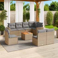9-Piece Outdoor Furniture Sofa Set with Cushions