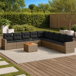 10 Piece Modular Garden Sofa Set – Grey with Cushions