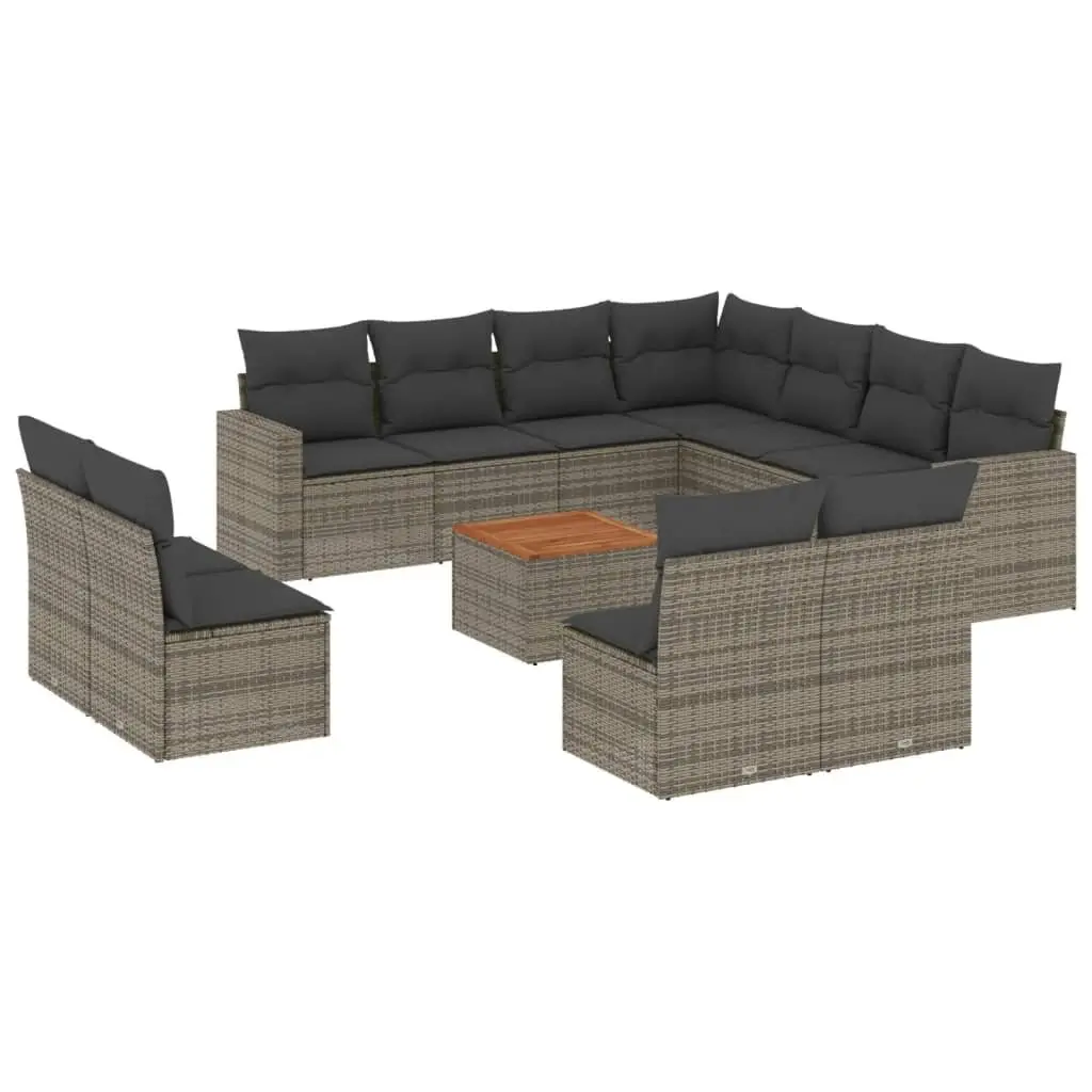 Garden Sofa Set Outdoor Furniture Patio Grey Poly Rattan Modular 12 Piece