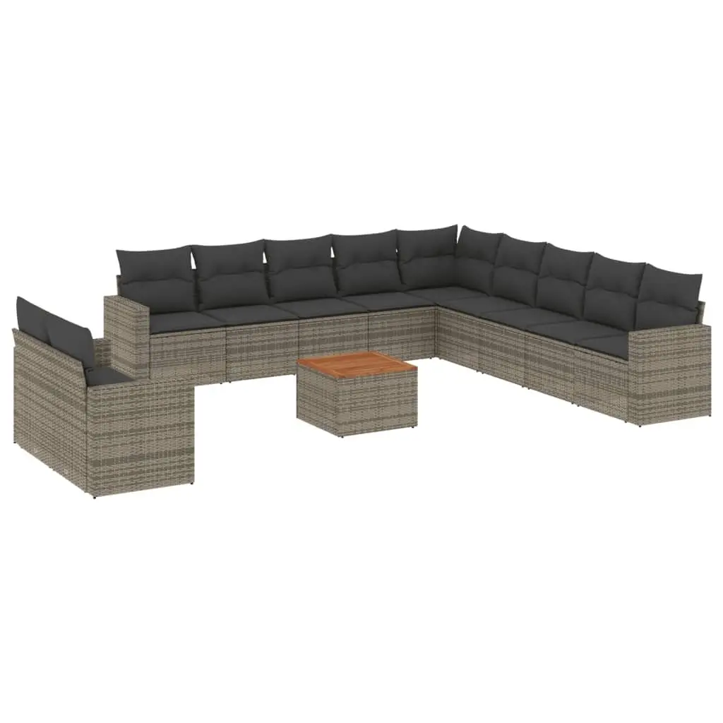 Modular Outdoor Grey Rattan Sofa Set 12 Piece Patio Furniture for Garden and Terrace
