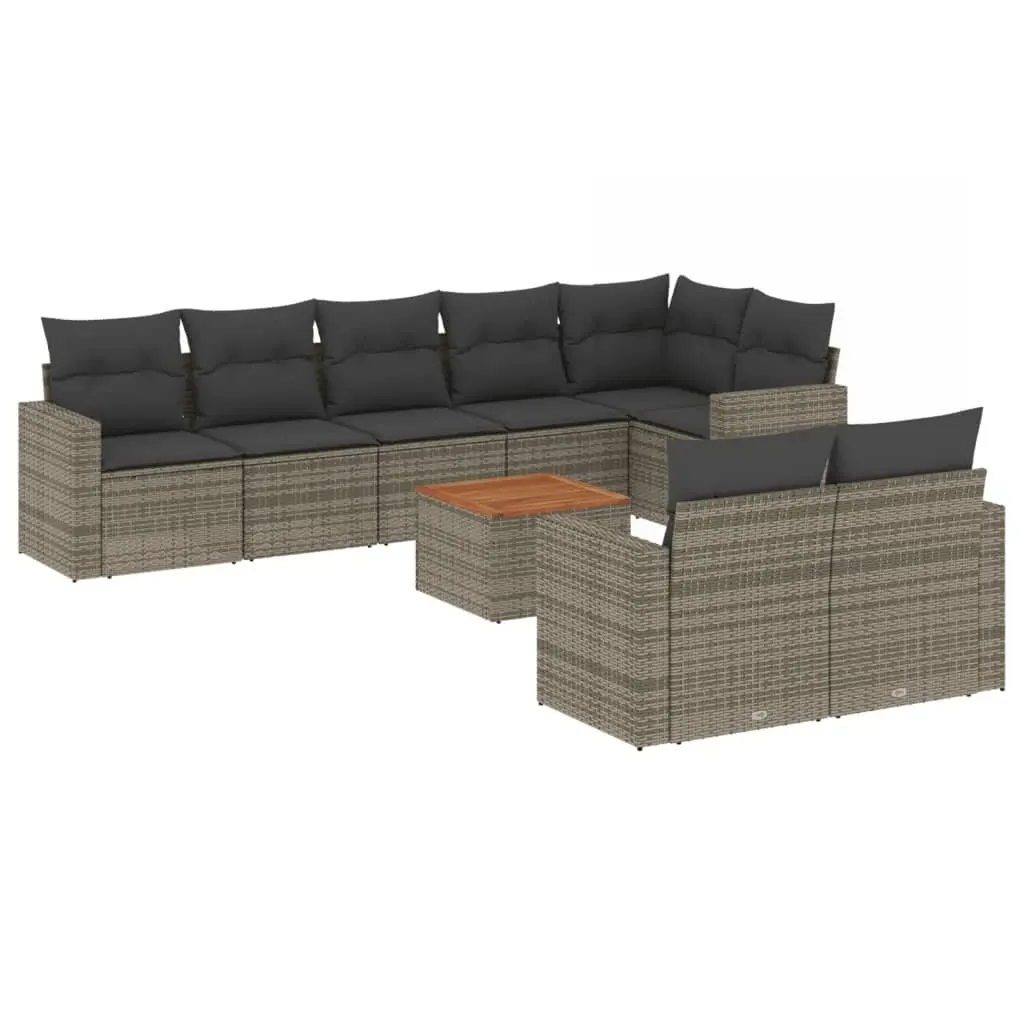 9 Piece Garden Sofa Set Outdoor Furniture Patio Lounge Suite Grey with Cushions