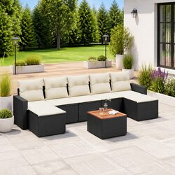 8-Piece Modular Garden Sofa Set – Black Poly Rattan