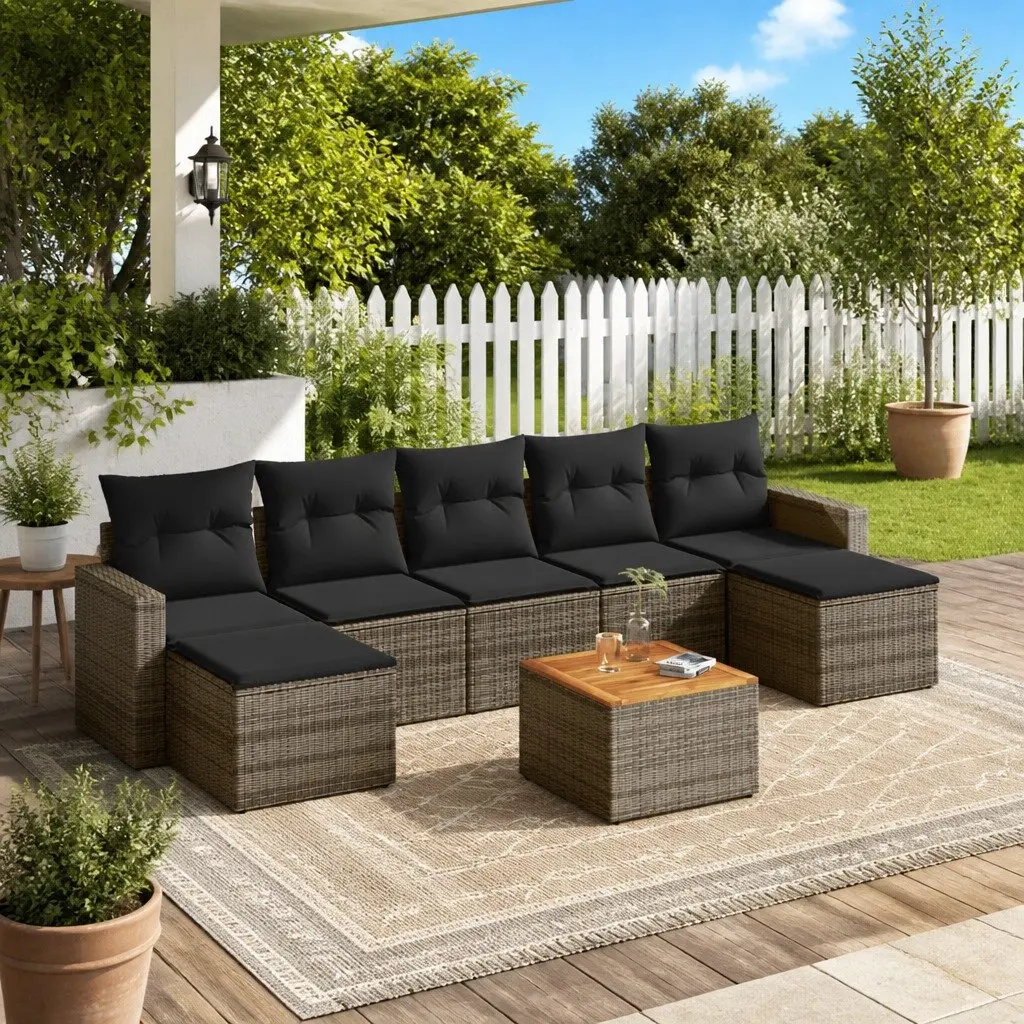 8 Piece Outdoor Garden Sofa Set Grey Poly Rattan for Patio