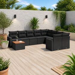 Black Modular Outdoor Sofa Set - 10 Pieces Included
