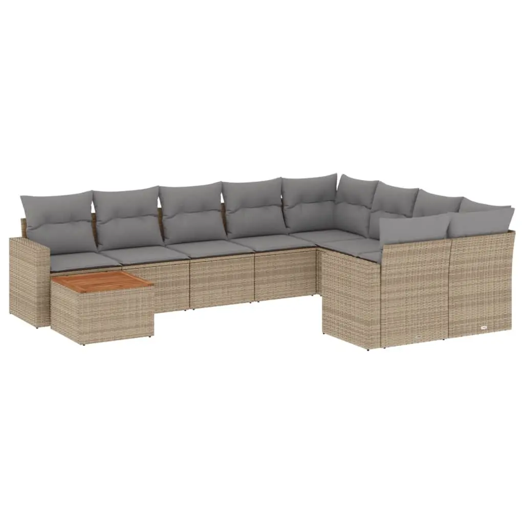 10 Piece Outdoor Sectional Sofa Set for Garden Patio Beige