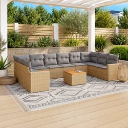 Complete 11-Piece Outdoor Sofa Set with Cushions