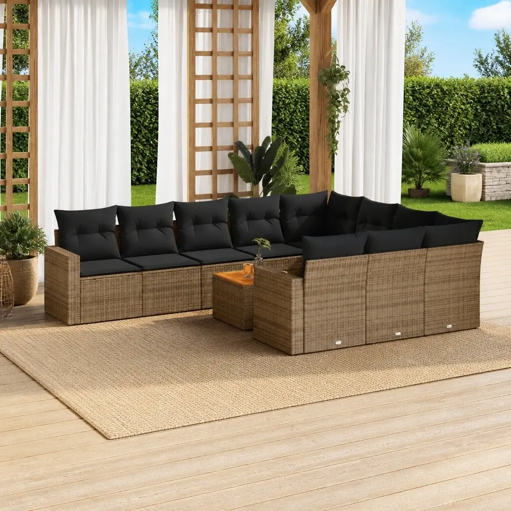 11 Piece Grey Outdoor Sectional Sofa Set