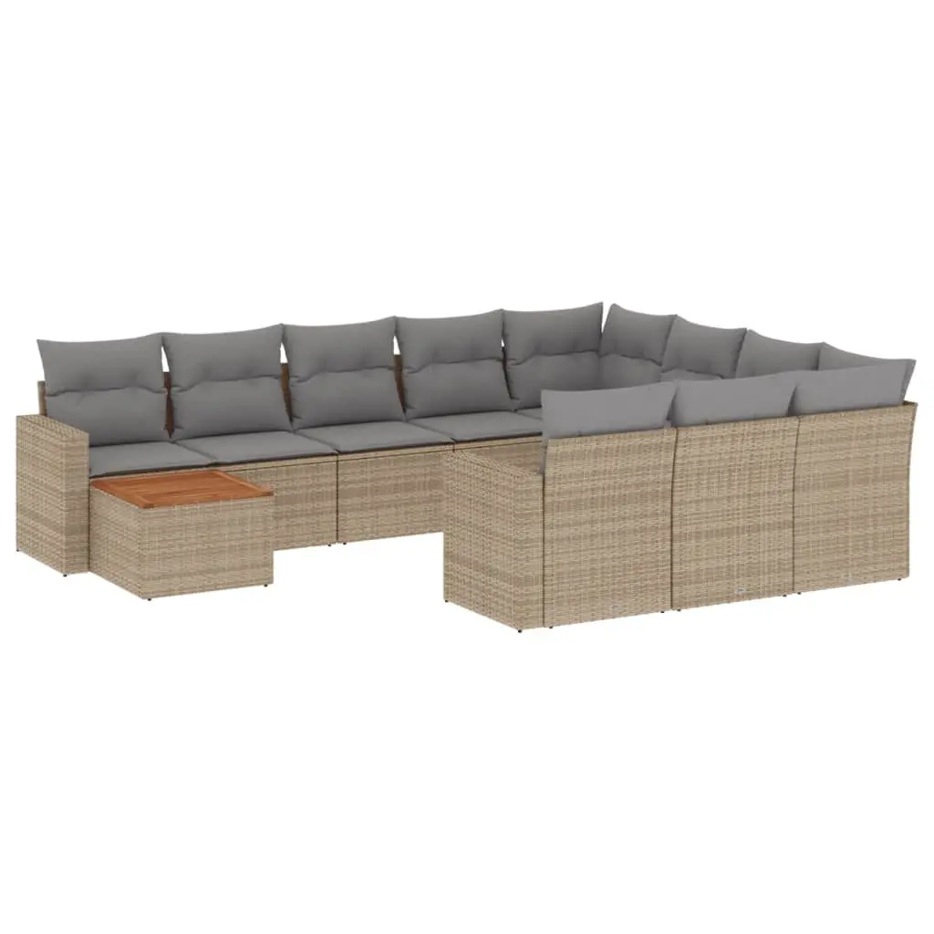 11 Piece Beige Outdoor Sectional Sofa