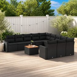 Specifications of 12 Piece Black Poly Rattan Modular Sofa Set