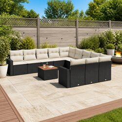 Outdoor Sectional Sofa Set: 12 Pieces, Modular Black Design