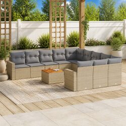 Outdoor Sectional Sofa Set 12 Piece Garden Furniture with Cushions Beige Modular