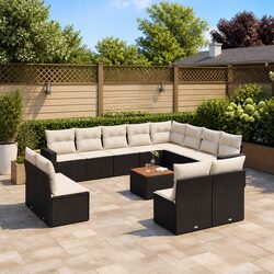 Detailed Specs for 13-Piece Black Garden Sofa Set