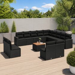 Specifications of 14-Piece Black Poly Rattan Garden Sofa Set
