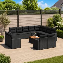 13-Piece Outdoor Rattan Sofa Set with Cushions and Table
