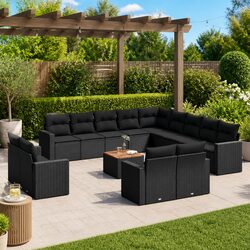 Detailed Specifications for 14-Piece Black Garden Sofa Set