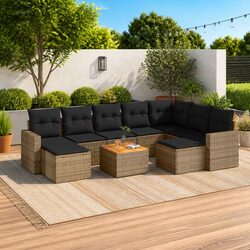 10-Piece Modular Grey Rattan Sofa Set Details