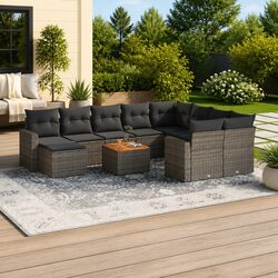 11-Piece Modular Outdoor Sectional Sofa Set in Grey