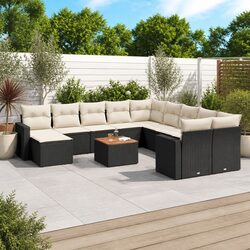 12-Piece Black Poly Rattan Sectional Sofa Set Specifications