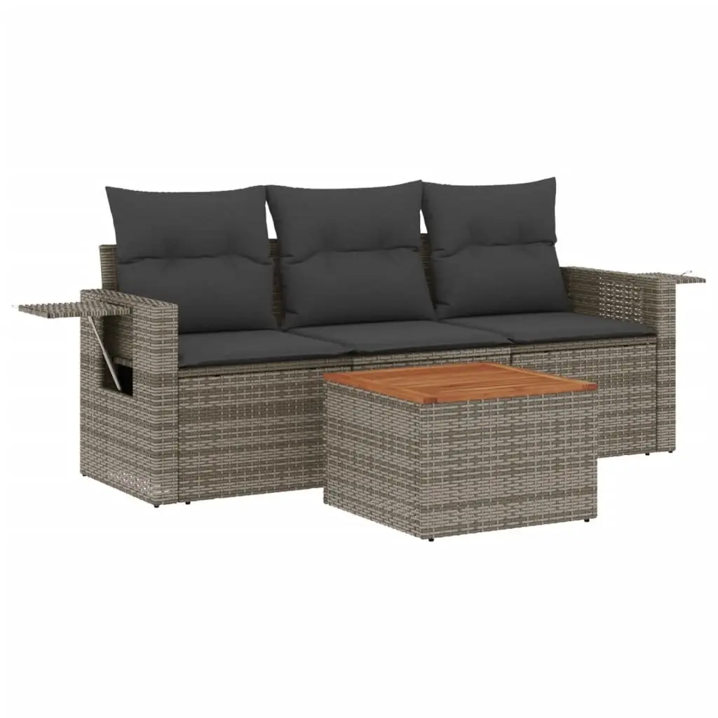 Outdoor Sectional Sofa Set 4 Piece Garden Furniture Grey Poly Rattan