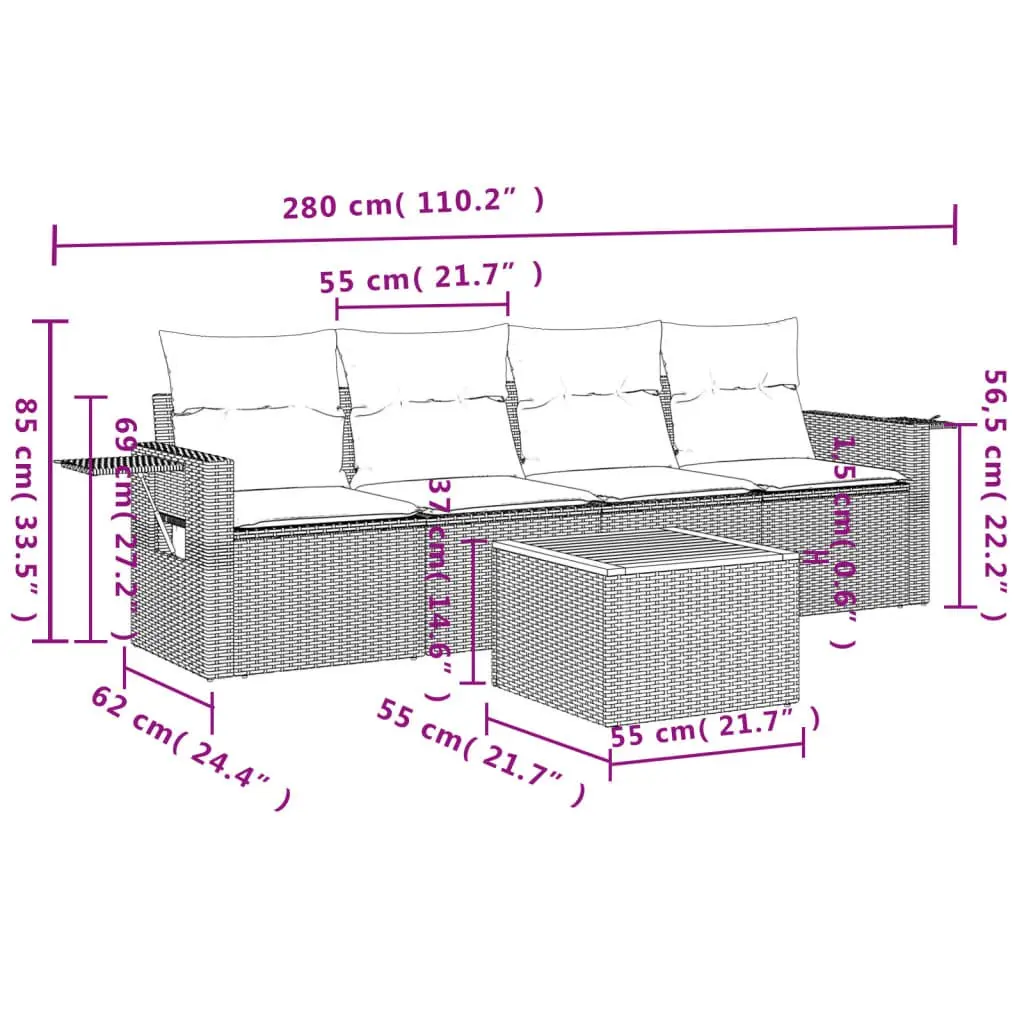 5-Piece Outdoor Sectional Sofa Set